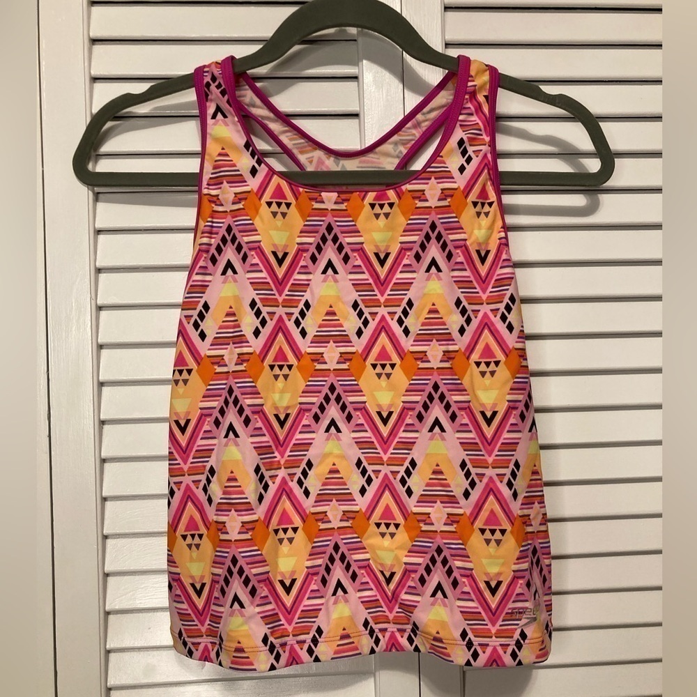 Speedo Girls Pink And Orange Swim Tank Top Size 14
